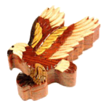 Multi-color wood Intarsia Flying Eagle Puzzle Box hand made